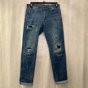 American Eagle Mens 32x36 Extreme Flex 4 Slim Straight Denim Blue Jeans